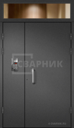 Стальная светлая подъездная дверь с фрамугой ПД-187