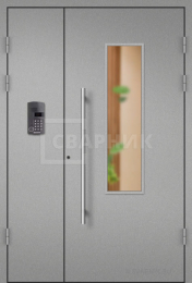 Порошковая серая дверь со стеклянными вставками ПД-18